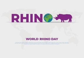 fond de la journée mondiale du rhinocéros avec rhinocéros et globe terrestre le 22 septembre. vecteur