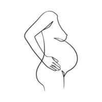 dessin au trait continu femme enceinte vecteur