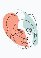 beaux visages de femmes élégantes dans un style d'art en ligne vecteur