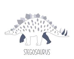 mignon dinosaure stégosaure bleu doodle. illustration vectorielle d'animal jurrasique sauvage vecteur