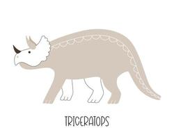 mignons tricératops de dinosaures sauvages isolés. illustration vectorielle d'un animal sauvage vecteur