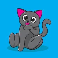 chat de dessin animé gris vecteur