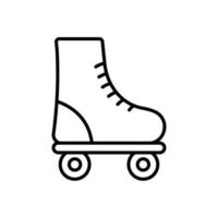 pictogramme de contour de chaussures de rouleau de remise en forme de roue. icône de ligne noire de patin à roulettes. symbole plat de patinage d'exercice d'été. exercice sportif activité récréative amusante. illustration vectorielle isolée. vecteur