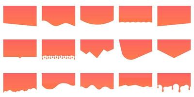 ensemble de formes de séparateurs pour site Web. courbes lignes orange, gouttes, collection de vagues d'éléments de conception abstraits pour le site Web de la page supérieure et inférieure. illustration vectorielle isolée. vecteur