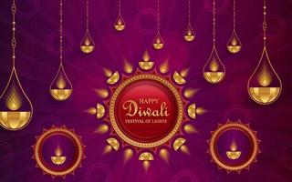 illustration vectorielle joyeux diwali. carte festive diwali et deepawali. la fête indienne des lumières vecteur