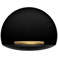 Podium de stand de cylindre en marbre noir 3d avec doré sur fond de demi-cercle, scène de vente de vendredi noir de luxe pour la présentation de l'affichage du produit. Illustration vectorielle plate-forme à une étape géométrique isolée vecteur
