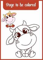 vache dessinée à la main pour la coloration, vecteur de page de coloriage, conception imprimable vierge pour les enfants à remplir