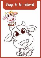 vache dessinée à la main pour la coloration, vecteur de page de coloriage, conception imprimable vierge pour les enfants à remplir