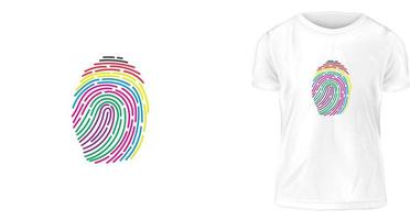 concept de design de t-shirt, empreinte digitale multicolore vecteur