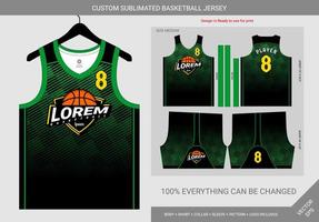 modèle de maillot de basket à motif noir et vert vecteur