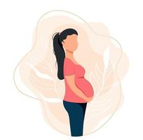 future maman. à 9 mois de grossesse. fœtus. illustration de stock de vecteur. un personnage sans visage. style plat. accouchement. maternité vecteur