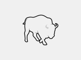 silhouette de vecteur de contour de bison