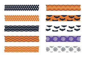 illustration vectorielle de bande washi halloween. bandes de ruban adhésif semi-transparent. étiquettes d'Halloween. vecteur