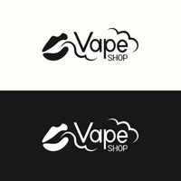 logo minimaliste de la boutique de vape. nuage de fumée du vaporisateur. lèvre vecteur