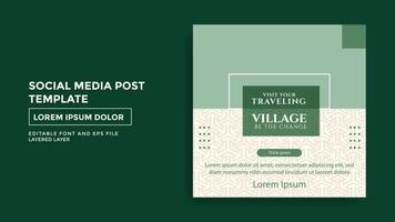 modèle de publication sur les médias sociaux de thème de voyage de village touristique vecteur