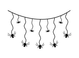 élément fantasmagorique décoratif doodle halloween isolé. illustration vectorielle dessinée à la main d'une image clipart de ligne d'araignées vecteur