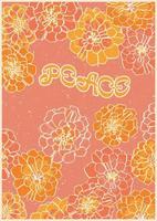 fond abstrait dans un style rétro avec des fleurs et l'inscription paix. style rétro vintage. papier peint psychédélique. conception d'art vectoriel coloré. Années 60, 70, hippies. ensemble de cartes postales, conception d'affiches.