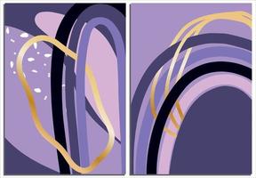 belle illustration d'art en ligne avec abstraction violette et éléments dorés. abstrait géométrique coloré. modèle moderne pour la conception de papier peint. vecteur