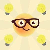 emoji nerd avec des lunettes vecteur