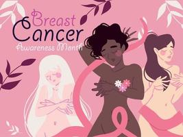 cancer du sein, groupe de femmes vecteur