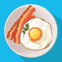 œuf au plat et bacon vecteur