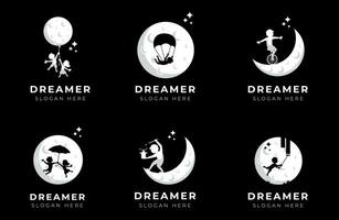 collection d'illustrations de conception de logo de rêve d'enfant - logo de rêve - icône de bannière vecteur