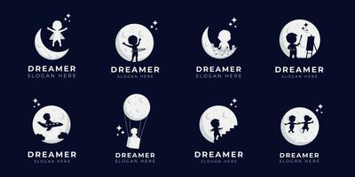 illustration de rêve d'enfants. logo de rêve vecteur