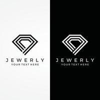 conception de modèle de logo abstrait de bague de bijoux avec des diamants ou des pierres précieuses de luxe.isolé sur fond noir et blanc.le logo peut être pour les marques et les signes de bijoux. vecteur