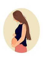 femme enceinte tient son ventre. femme enceinte dans une illustration vectorielle de style plat vecteur