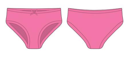 croquis technique des slips pour filles. slip femme. couleur rose vif. culottes décontractées pour femmes. vecteur