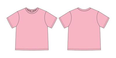 croquis technique de vêtements t-shirt unisexe. couleur rose. modèle de conception de t-shirt. vecteur