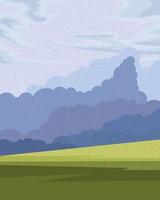 paysage de prairie et de nuages vecteur