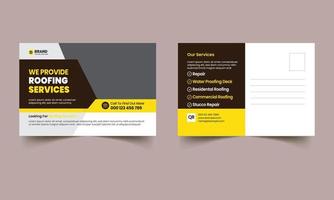 modèle de conception de carte postale d'entreprise professionnelle de toiture. modèle vectoriel de conception de carte postale d'entreprise pour l'ouverture de l'invitation.