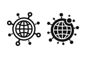 icônes d'infection coronavirus covid-19 avec des cartes du monde vecteur