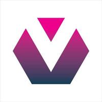 création de logo moderne couleur hexagone lettre v vecteur