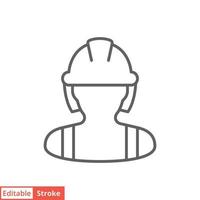 icône de travailleur de la construction féminine. travail, constructeur, employé, concept de casque. style de contour simple. illustration de conception de vecteur de ligne mince isolée sur fond blanc. trait modifiable eps 10.