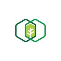 création de logo arbre vert hexagone vecteur
