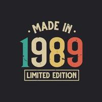 anniversaire vintage 1989, fabriqué en 1989 édition limitée vecteur