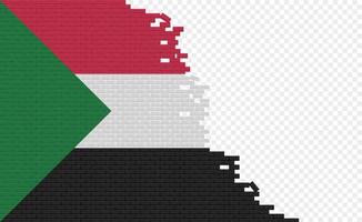 drapeau soudanais sur le mur de briques cassées. champ de drapeau vide d'un autre pays. comparaison de pays. édition facile et vecteur en groupes.