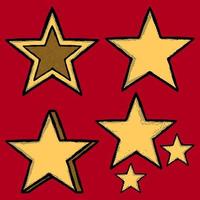 ensemble de collection symbole d'icône étoile dessiné à la main vecteur coloré vintage