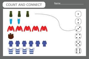 compter et relier les vêtements et le nombre vecteur