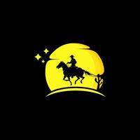 silhouette vecteur de cheval sur fond de lune