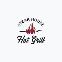 grill et barbecue logo illustration vectorielle steak house vecteur