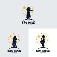 ensemble de logo coloré d'éducation d'école de musique d'enfants vecteur