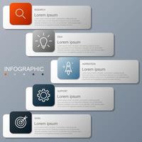 modèle d'infographie avec l'image de 5 rectangles vecteur