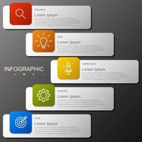 modèle d'infographie avec l'image de 5 rectangles vecteur