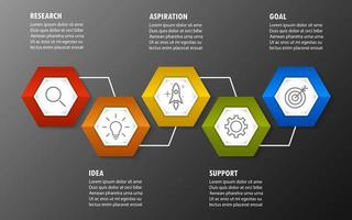 modèle d'infographie avec l'image de 5 rectangles vecteur