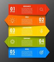 modèle d'infographie avec l'image de 5 rectangles vecteur