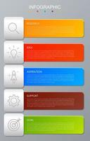 modèle d'infographie avec l'image de 5 rectangles vecteur