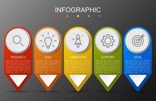 modèle d'infographie avec l'image de 5 rectangles vecteur